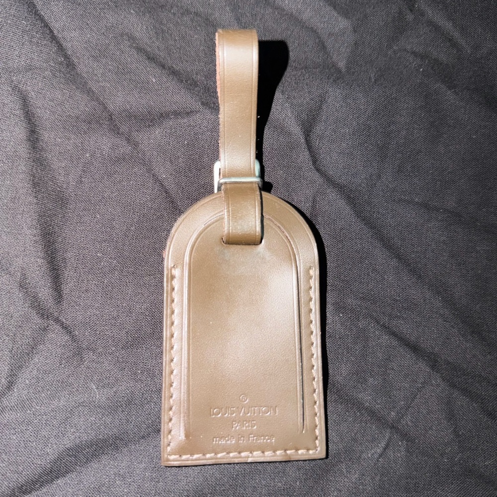 Louis Vuitton Brown Leather Luggage Tag with Strap